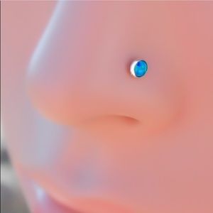 925 Sterling Silver Blue Fire Opal Nose Ring &/or Helix Cartilage Stud Earring
